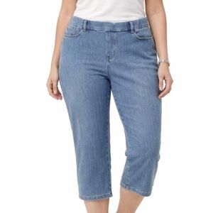 L.L. Bean Women’s Denim Capri Cropped Pull-on Jeans Size Medium Blue Stretch